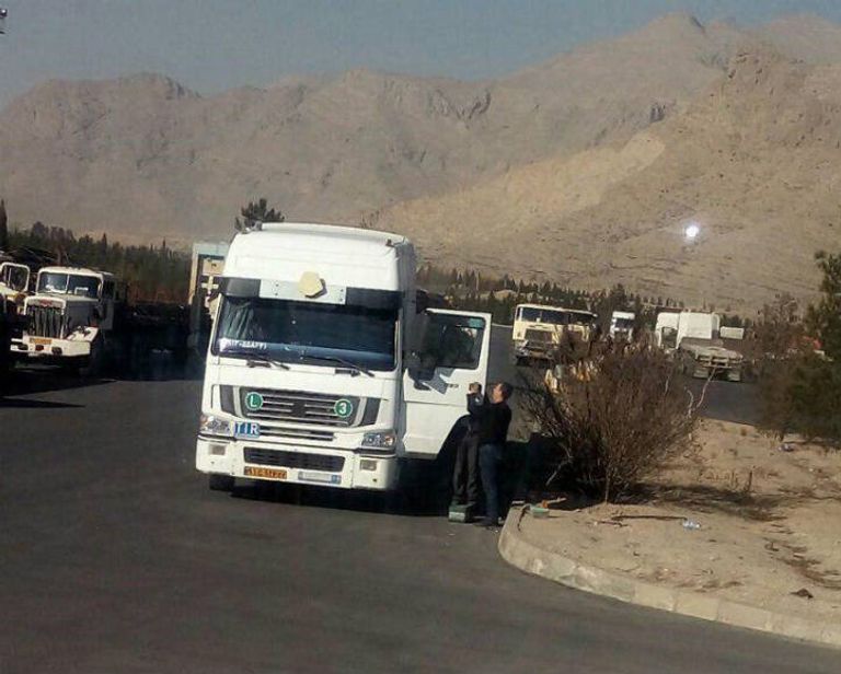 جانب من إضراب الشاحنات في إيران