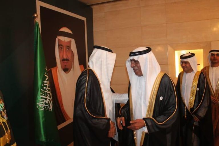 سفير الإمارات في الأردن خلال احتفالية السفارة السعودية باليوم الوطني