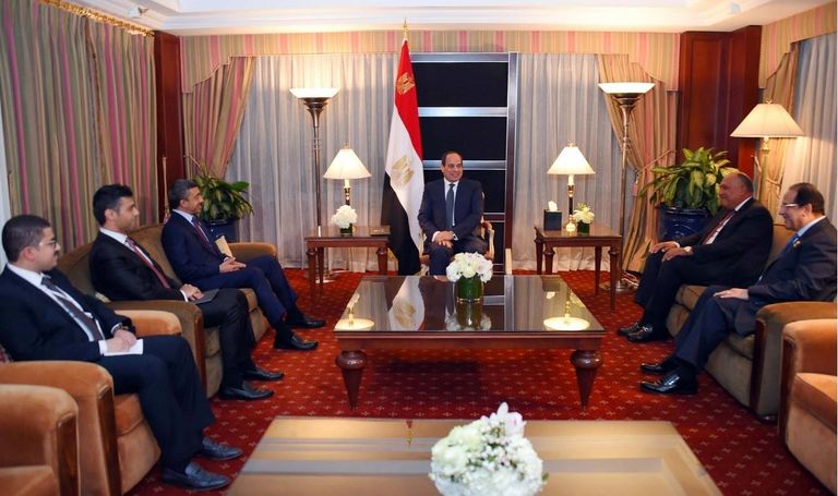 السيسي والشيخ عبدالله بن زايد خلال لقائهما في نيويورك