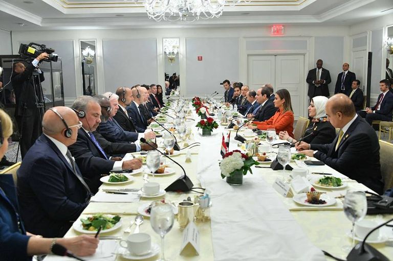 الوفد المصري خلال الاجتماع مع مجلس الأعمال للتفاهم الدولي في نيويورك