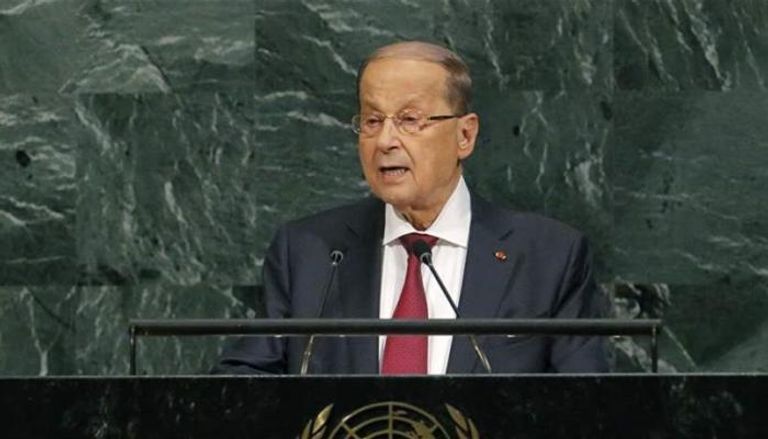 الرئيس اللبناني العماد ميشال عون في خطابه بالأمم المتحدة
