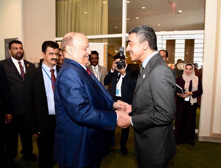 الرئيس اليمني عبدربه منصور هادي والشيخ عبدالله بن زايد آل نهيان