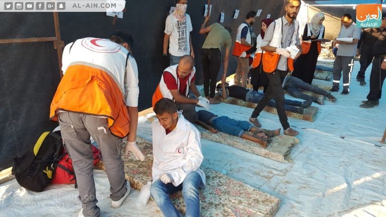 جمعة انتفاضة الأقصى بغزة جرحى فلسطينيون في جمعة انتفاضة الأقصى بغزة