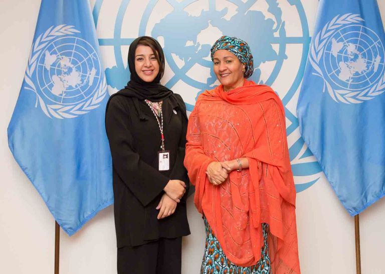 ريم الهاشمي خلال لقاءاتها على هامش الجمعية العامة للأمم المتحدة