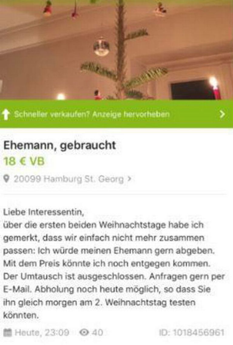 نشرت الزوجة الإعلان بعنوان "زوج مستعمل"