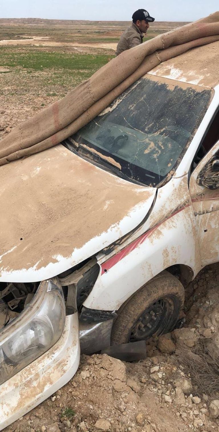 السيارة عند ضبطها وفق وسائل إعلام عراقية صورة للسيارة المفخخة وفق وسائل إعلام عراقية