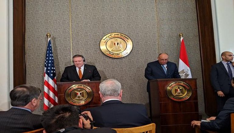 وزير الخارجية الأمريكي خلال لقاء نظيره المصري في القاهرة