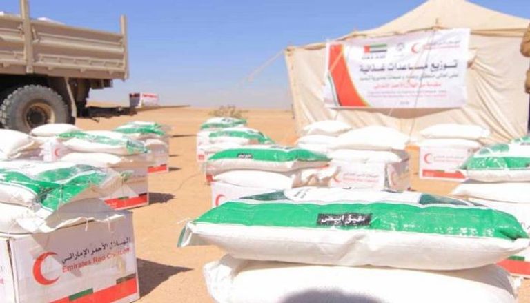 مساعدات غذائية من الهلال الأحمر الإماراتي لأهالي حضرموت - أرشيفية