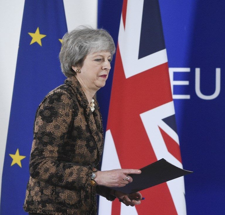 ماي خلال قمة قادة أوروبا الاستثنائية للمصادقة على اتفاق بشأن بريكست في نوفمبر 2018 تيريزا ماي رئيسة الوزراء البريطانية ـ أ ف ب