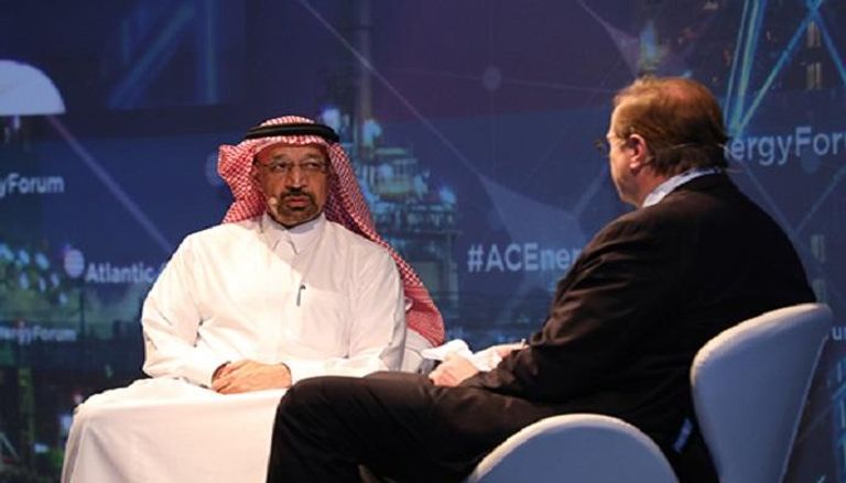 خالد الفالح خلال مشاركته في منتدى الطاقة العالمي للمجلس الأطلسي 