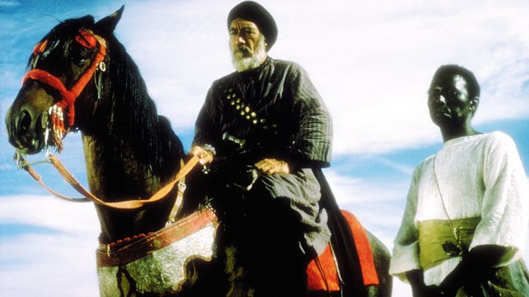 في أثناء تصوير مشهد من فيلم "الرسالة"