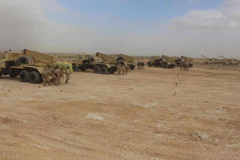 قوات الجيش العراقي خلال عمليات القصف - صورة في وسائل الإعلام  قوات الجيش العراقي خلال عمليات القصف - صورة في وسائل الإعلام