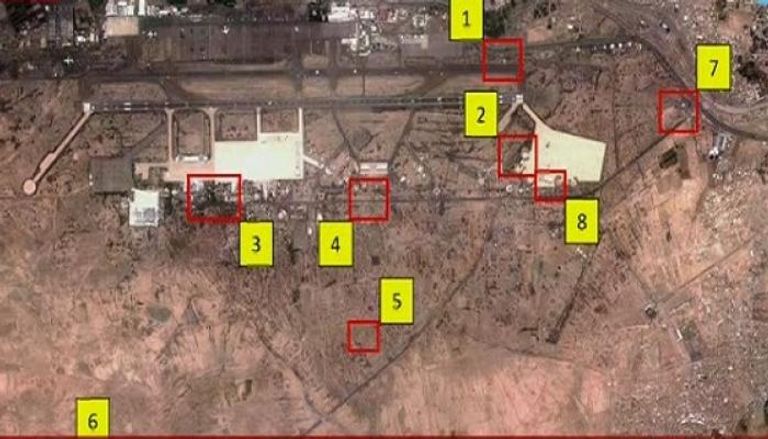 خريطة توضح المواقع التي استهدفتها العملية النوعية للتحالف في صنعاء