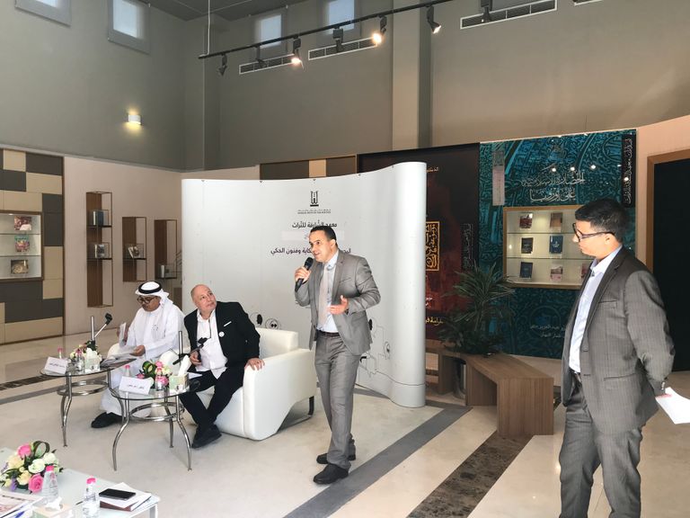 جانب من افتتاح أول مدرسة دولية لفنون الحكي