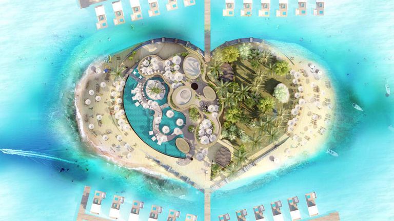 صورة لمشروع جزر العالم تم التقاطها من الفضاء