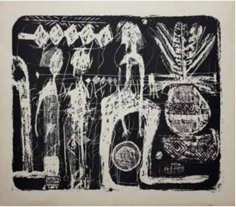 إحدى لوحات الفنان الطيب ضو البيت بمعرض "درب الأربعين"