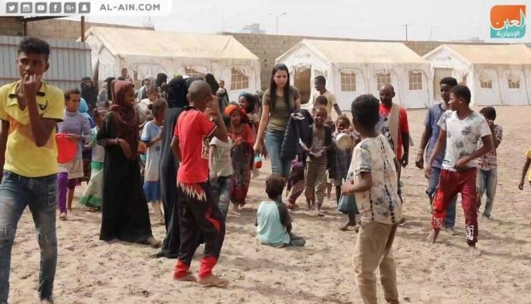 "العين الإخبارية" في مخيم "الشوكاني" بمحافظة لحج جنوبي اليمن