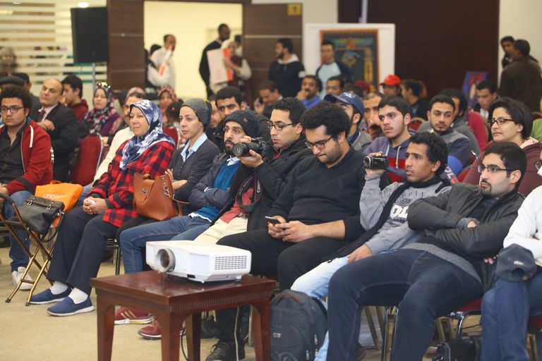 وحيد حامد أثناء تكريمه بمعرض الكتاب