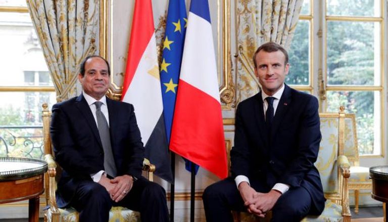 الرئيس المصري خلال استقبال نظيره الفرنسي 
