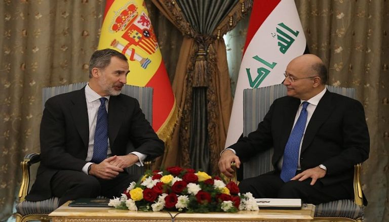 الرئيس العراقي برهم صالح يستقبل ملك إسبانيا فيليب السادس