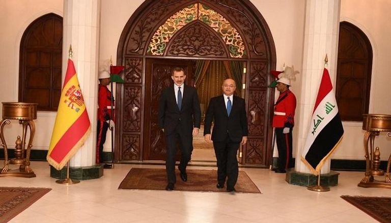 الرئيس العراقي برهم صالح يستقبل ملك إسبانيا فيليب السادس