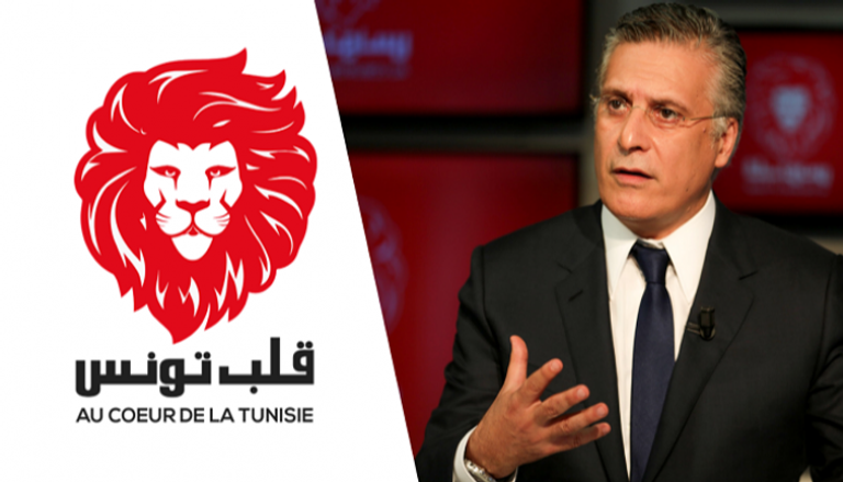 شعار حزب قلب تونس ورئيس الحزب نبيل القروي