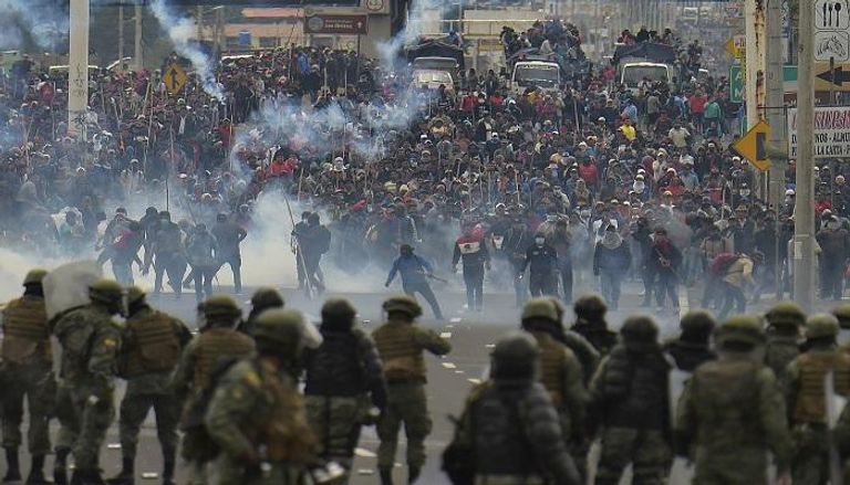 جانب من الاحتجاجات في الإكوادور  - أ.ف.ب
