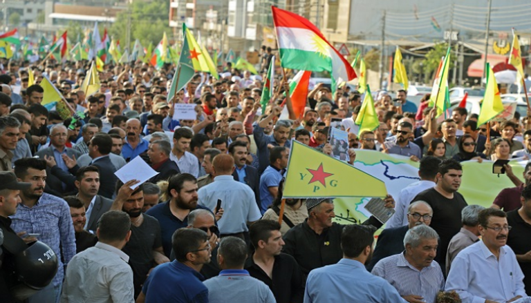 مظاهرة لأكراد العراق ضد العدوان التركي على سوريا - الفرنسية