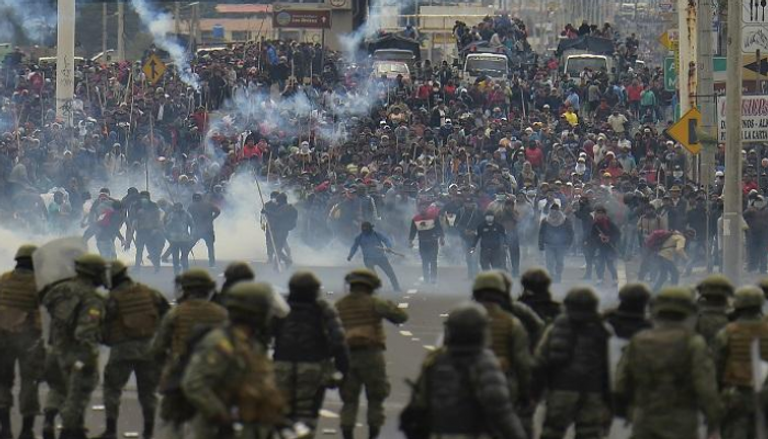 جانب من الاحتجاجات في الإكوادور - أ.ف.ب