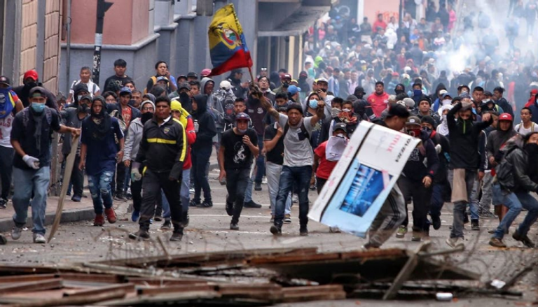 جانب من مظاهرات الإكوادور