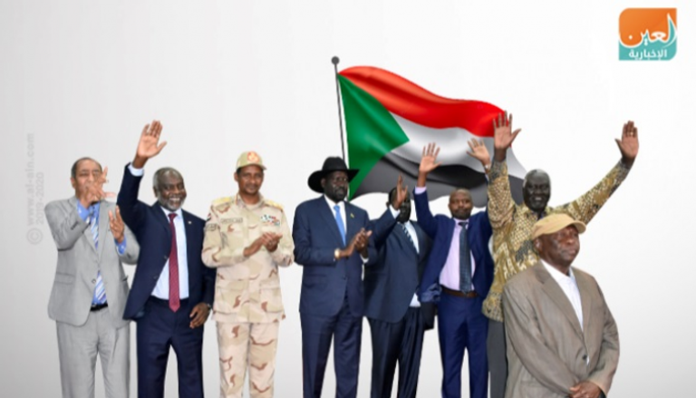 فرقاء السودان عقب التوقيع على إعلان المبادئ في جوبا