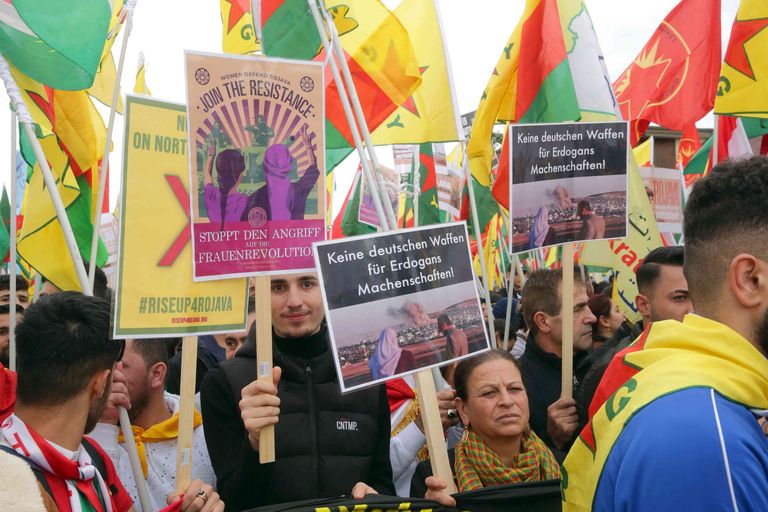 جانب من المظاهرة المنددة بالعدوان التركي