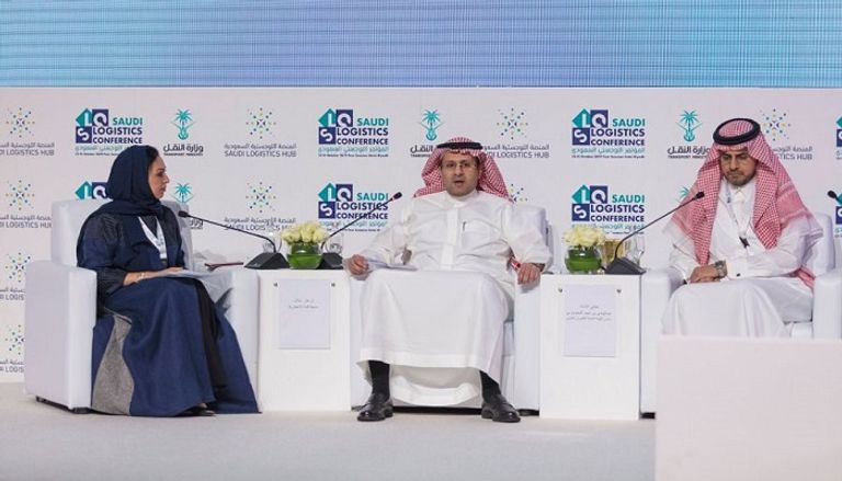 خلال فاعليات المؤتمر اللوجستي السعودي الذي نظمته وزارة النقل السعودية، اليوم الأحد، بالرياض. خلال فعاليات المؤتمر اللوجستي السعودي الذي نظمته وزارة النقل السعودية