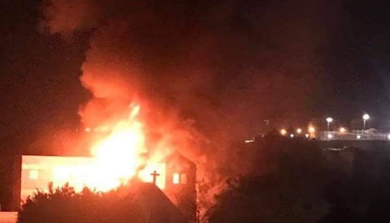 صورة حريق كنيسة مارجرجس بحلوان 