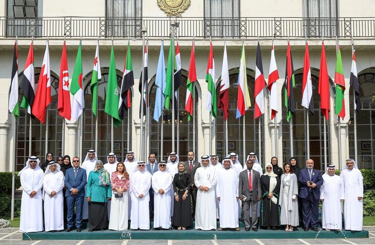 وفد دولة الإمارات وأعضاء لجنة حقوق الإنسان العربية بالجامعة العربية أحمد الجرمن ورئيس لجنة حقوق الإنسان العربية