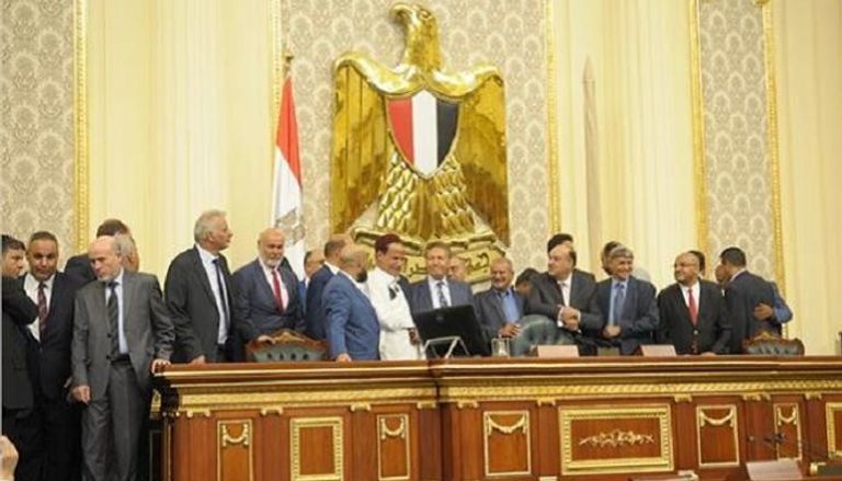 وفد البرلمان الليبي بمجلس النواب المصري خلال اجتماع 