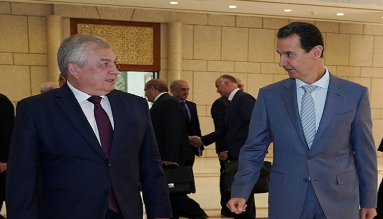 الرئيس السوري خلال استقبال ألكسندر لافرنتييف