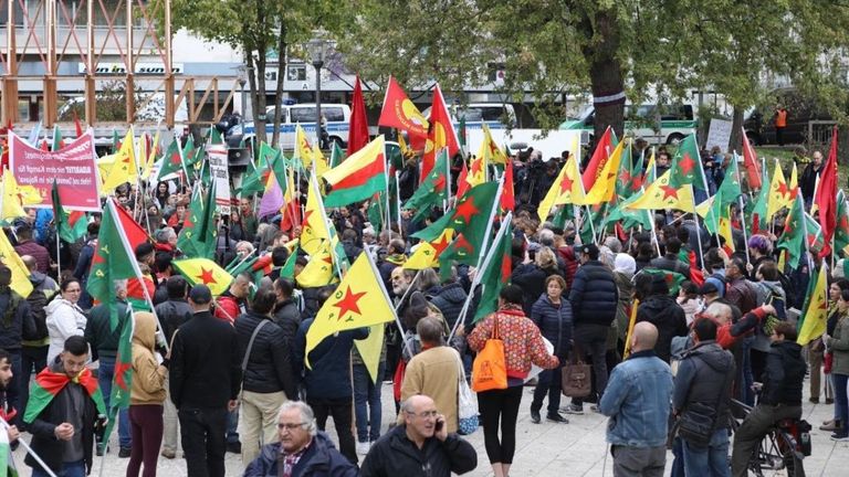 جانب من المظاهرة المنددة بالعدوان التركي