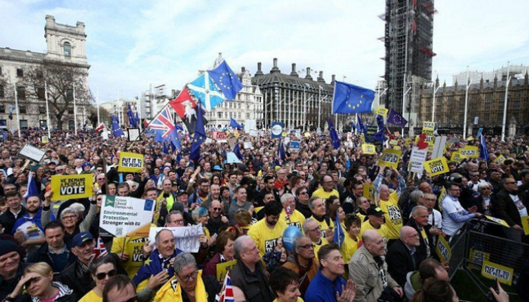 مظاهرة في لندن للمطالبة باستفتاء جديد للخروج من الاتحاد الأوروبي