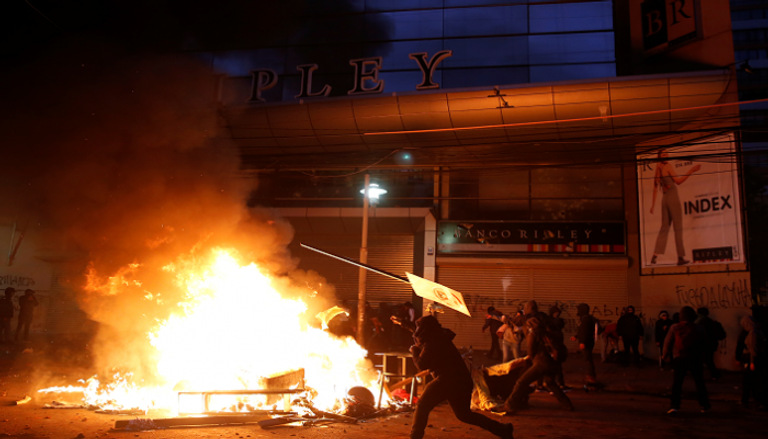 جانب من المظاهرات في تشيلي 