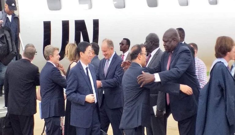 وفد مجلس الأمن لدى وصوله إلى جنوب السودان