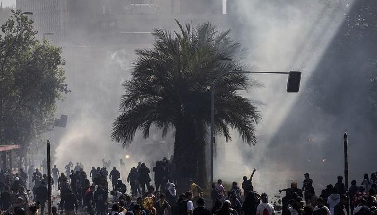 جانب من الاحتجاجات في تشيلي 