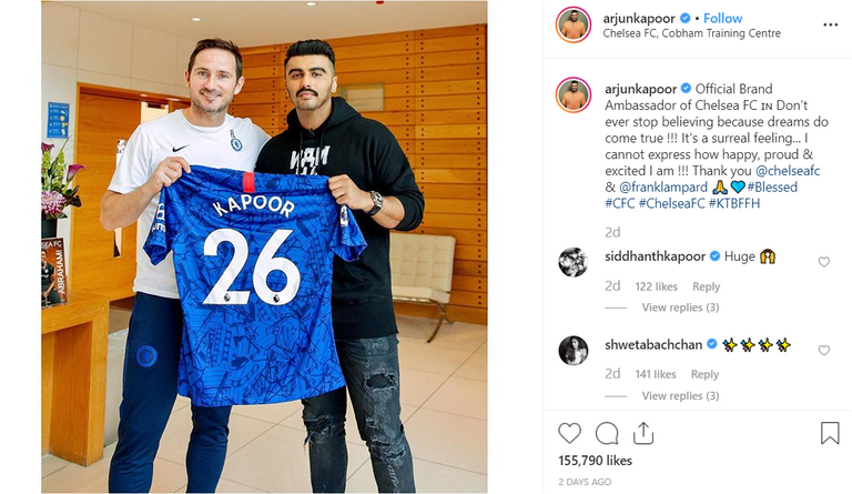 الممثل الهندي أرجون كابور ومدرب تشيلسي فرانك لامبارد