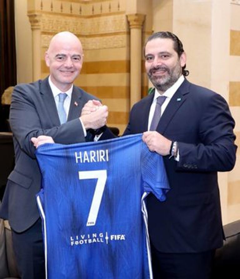 سعد الحريري وجياني إنفانتينو منتخب لبنان