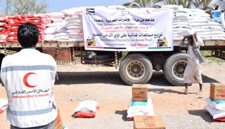 مساعدات إغاثية إماراتية لسكان شبوة اليمنية