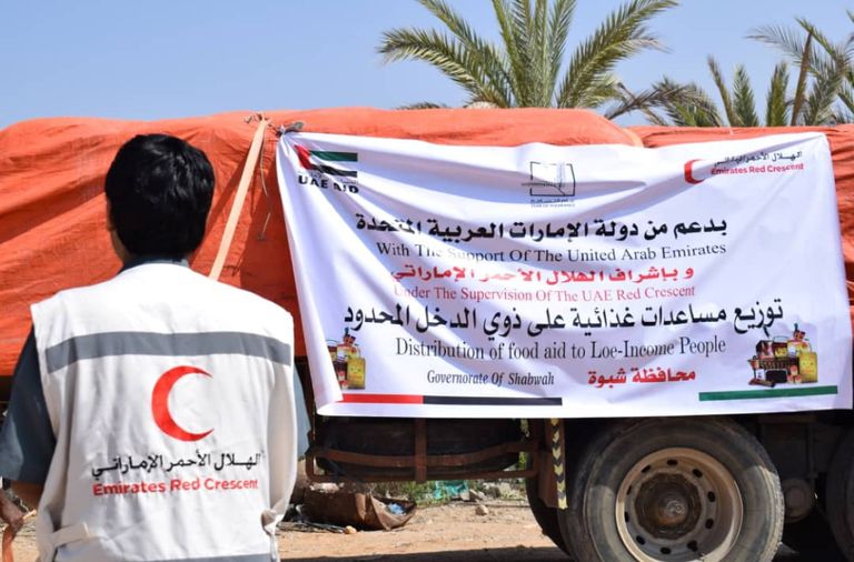 مساعدات إغاثية إماراتية لسكان شبوة اليمنية