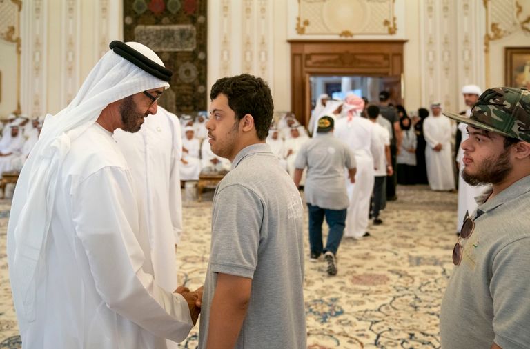 محمد بن زايد خلال استقبال أصحاب الهمم