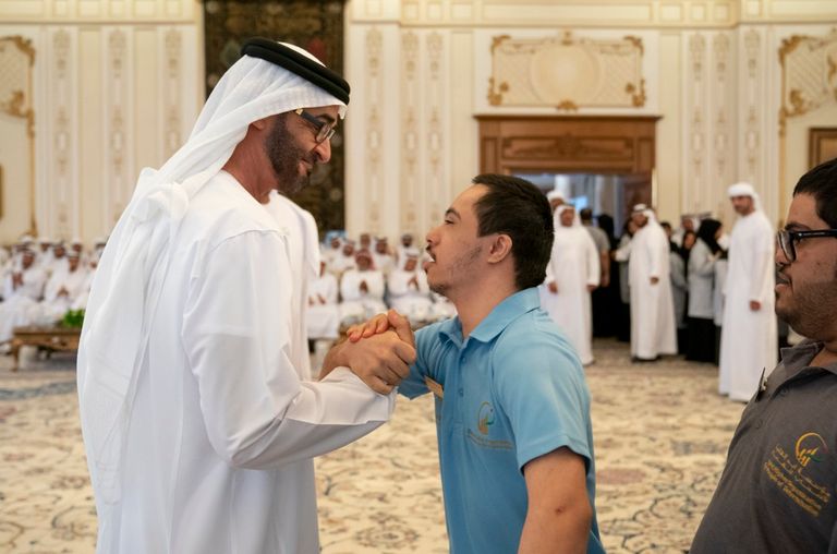 محمد بن زايد خلال استقبال أصحاب الهمم