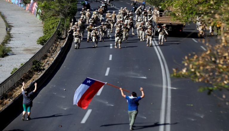 جانب من الاحتجاجات في تشيلي