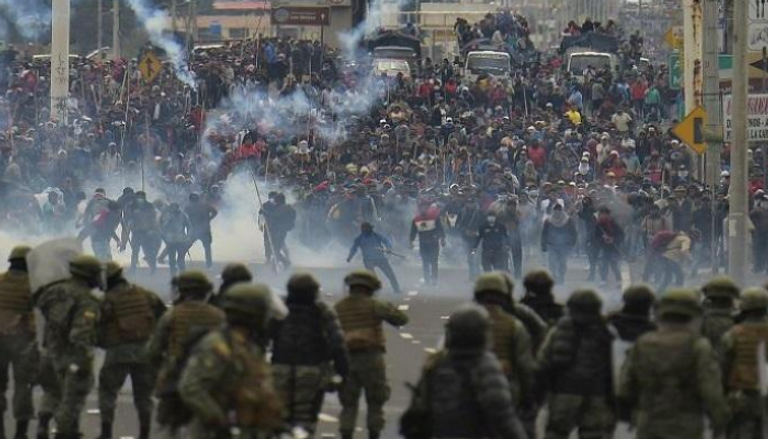 جانب من الاحتجاجات في الإكوادور